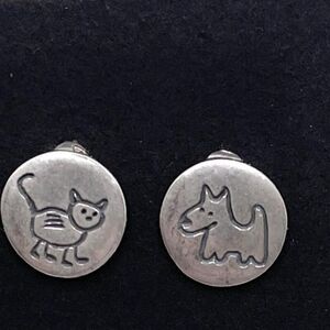 Silpada Sterling Silver 925 Cat & Dog Earrings.